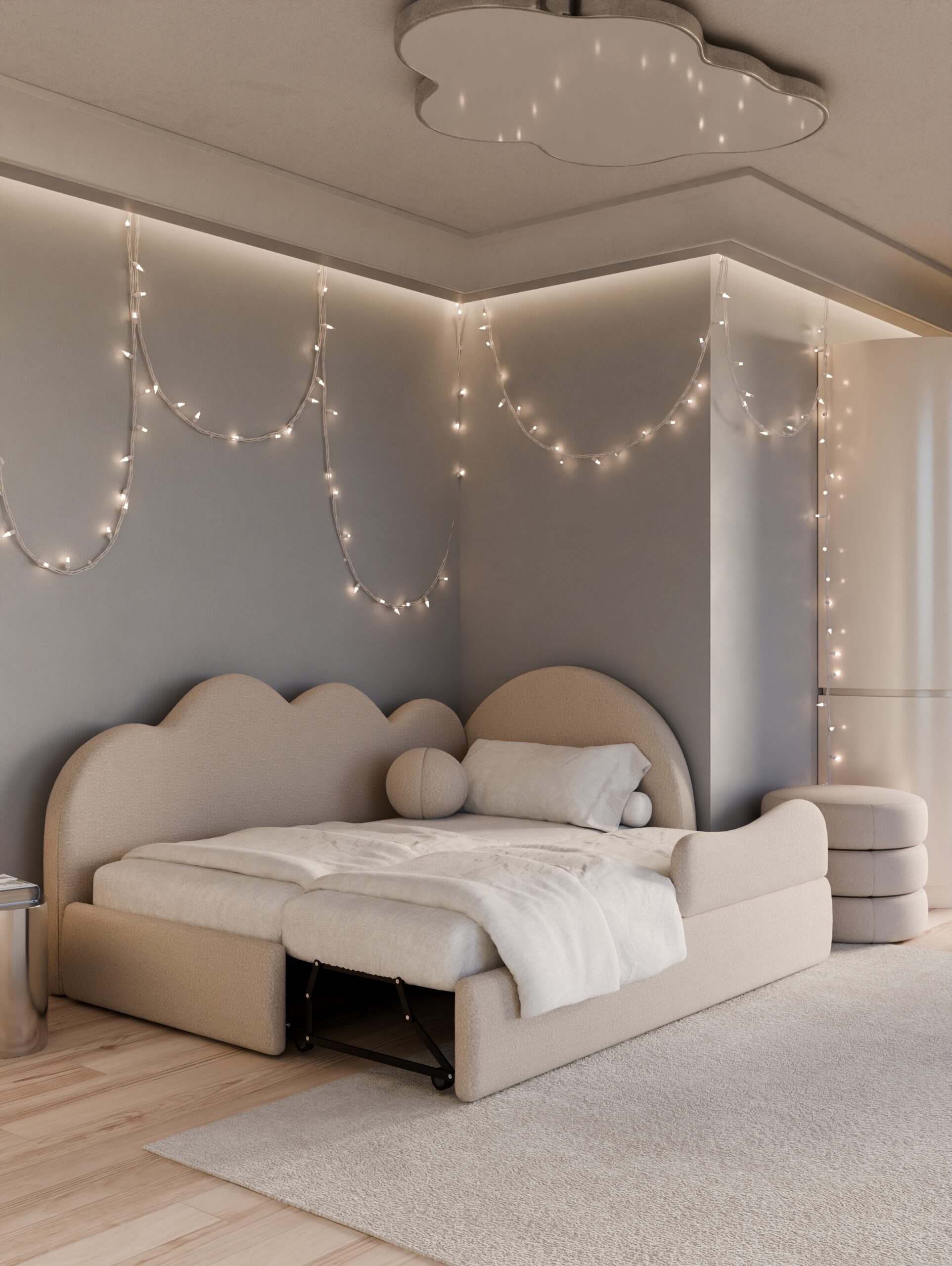 Łóżeczko dziecięce Chmurka w wersji z dodatkowym równym spaniem