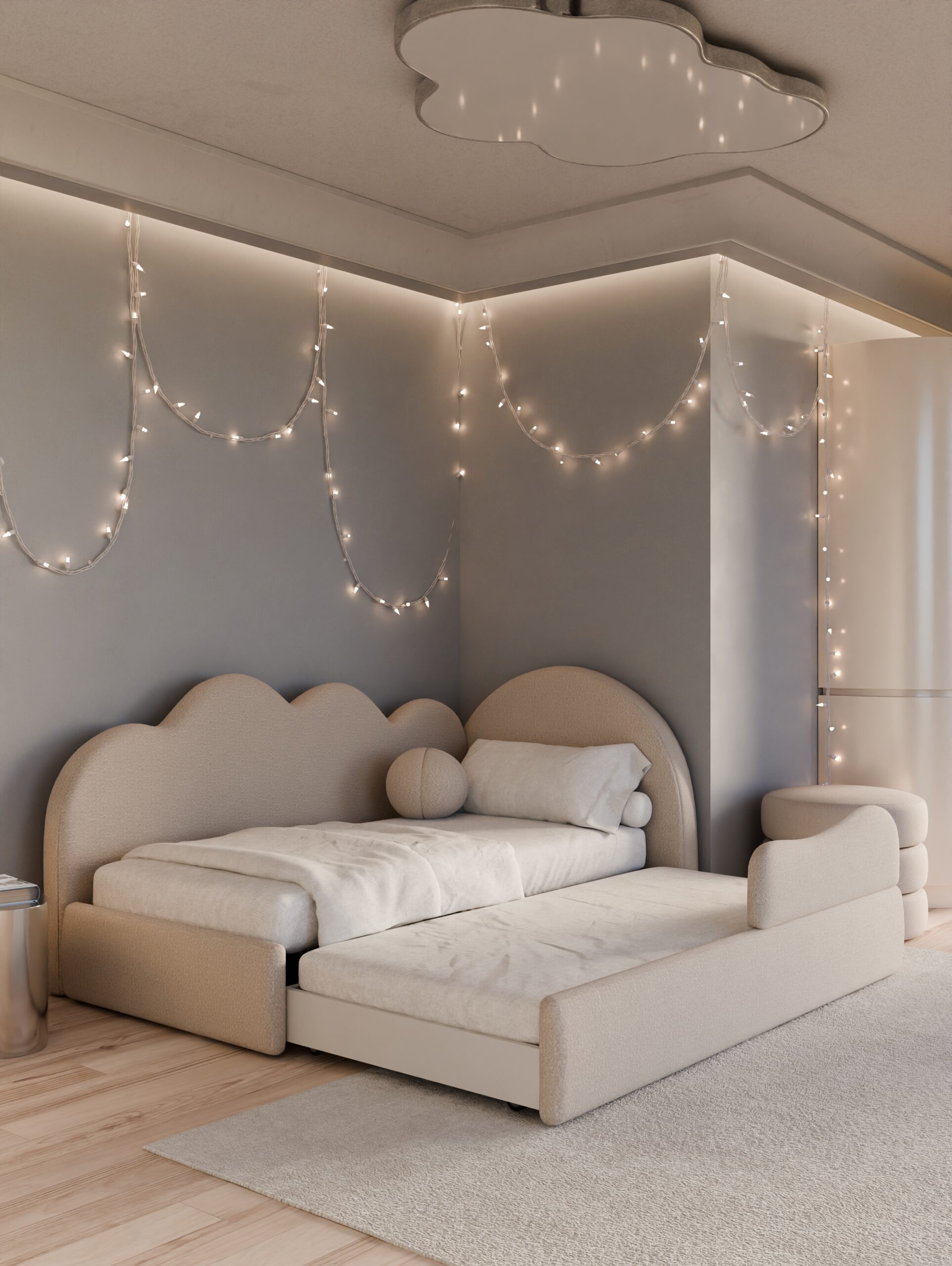 Łóżeczko dziecięce Chmurka z szuflada oraz dodatkowym spaniem - obrazek 2